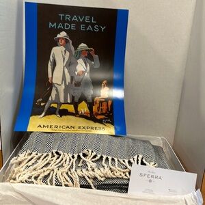 Sferra American Express blanket 100% cotton new 50 years commemorative buss